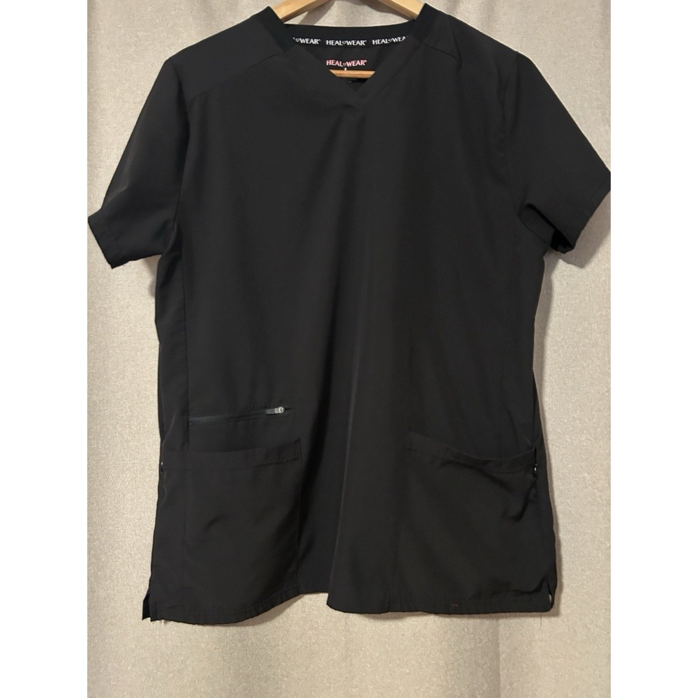 HEAL WEAR LADIES NURSING MEDICAL SCRUB RN LPN SIZE L BLACK TOP
